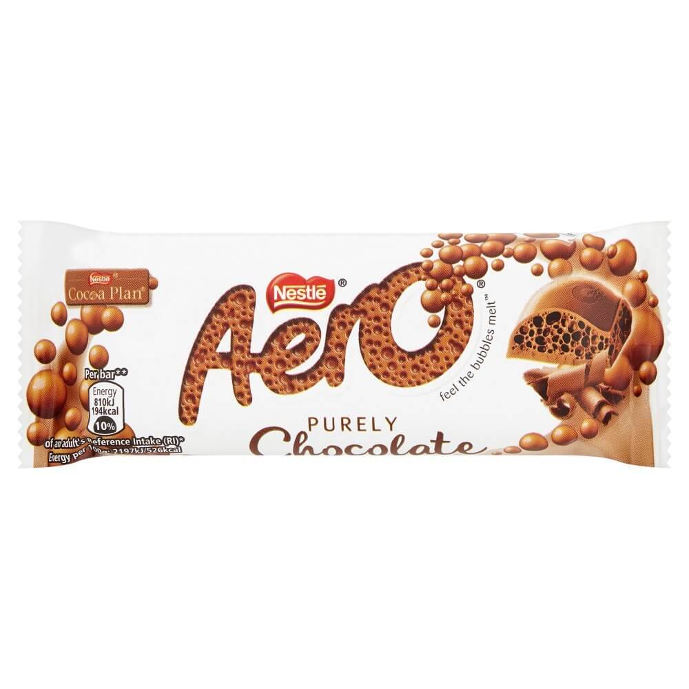 Nestle Aero Milk Chocolate Bar HEAT SENSITIVE ITEM. PLEASE ADD ITEM 122942 TO THE ORDER TO TRY TO PROTECT CHOCOLATES FROM HEAT DAMAGE. (CASE OF 24 x 36g)