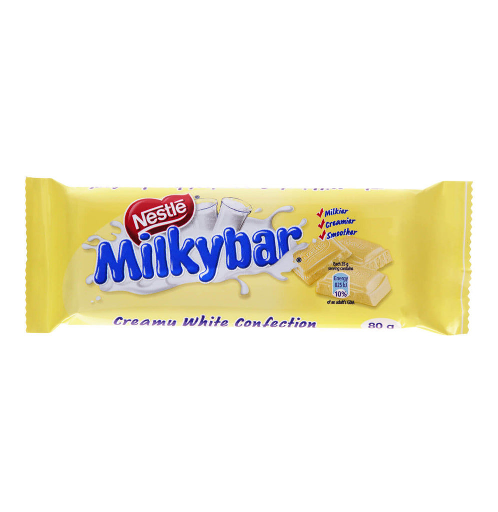Nestle Milkybar Original (Kosher) HEAT SENSITIVE ITEM. PLEASE ADD ITEM 122942 TO THE ORDER TO TRY TO PROTECT CHOCOLATES FROM HEAT DAMAGE. (CASE OF 24 x 80g)