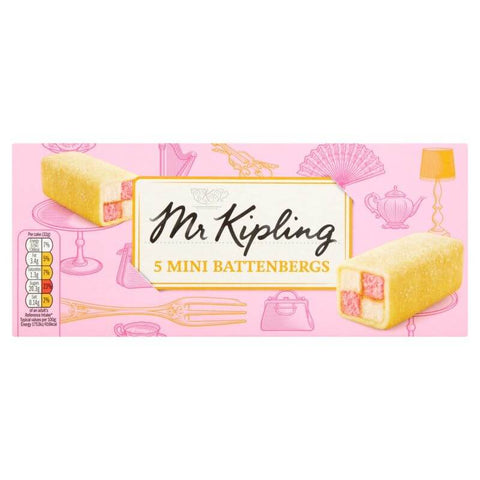 Mr Kipling Mini Battenberg Cakes (Pack of Five) (CASE OF 12 x 180g)