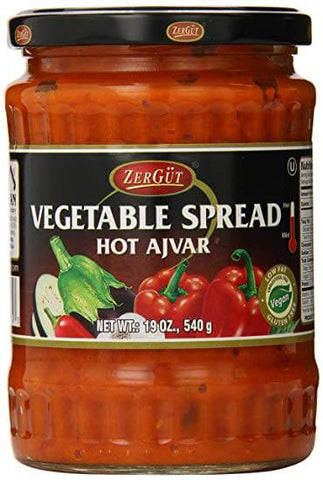 Zergut Ajvar Hot Vegetable Spread (CASE OF 12 x 540g)