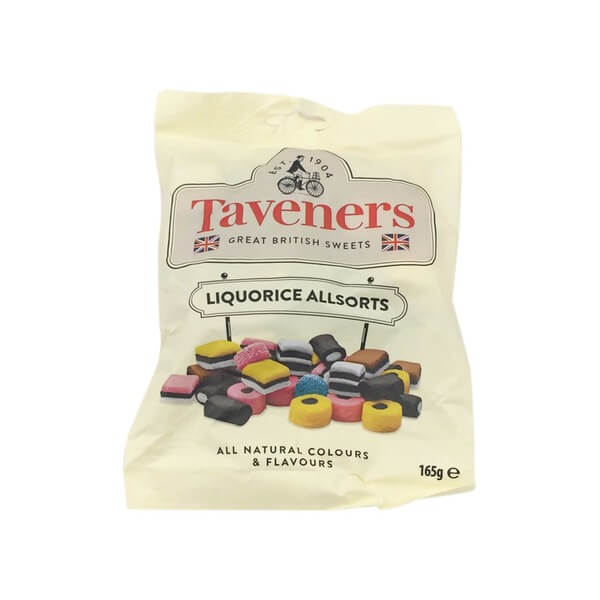 Taveners Liquorice Allsorts Bag (CASE OF 12 x 165g)