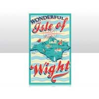 British Brands Tea Towel Turquoise with Isle of Wight Map 100% Cotton (CASE OF 6 x 70g)