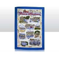 British Brands Tea Towel Royal Blue with Devon Harbors 100% Cotton (CASE OF 6 x 70g)