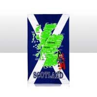 British Brands Tea Towel Blue and Green Scotland Map and St Andrews Flag 100% Cotton (CASE OF 6 x 70g)