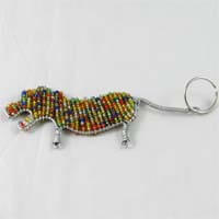 African Hut Beaded Keyring Multi-Coloured Lion (CASE OF 6 x 28g)