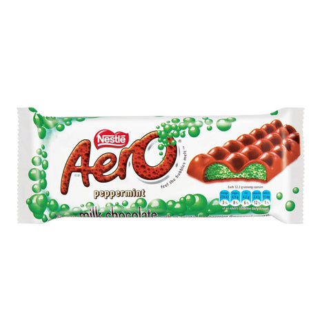 Nestle Aero Mint Large Bar (Kosher)  HEAT SENSITIVE ITEM. PLEASE ADD ITEM 122942 TO THE ORDER TO TRY TO PROTECT CHOCOLATES FROM HEAT DAMAGE. (CASE OF 24 x 85g)