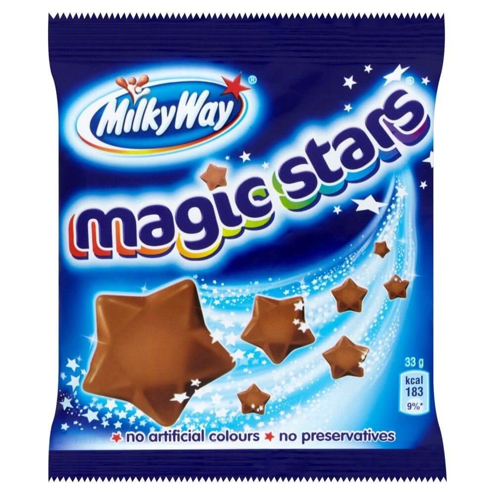 Mars Milkyway Magic Stars Bag HEAT SENSITIVE ITEM. PLEASE ADD ITEM 122942 TO THE ORDER TO TRY TO PROTECT CHOCOLATES FROM HEAT DAMAGE. (CASE OF 36 x 33g)