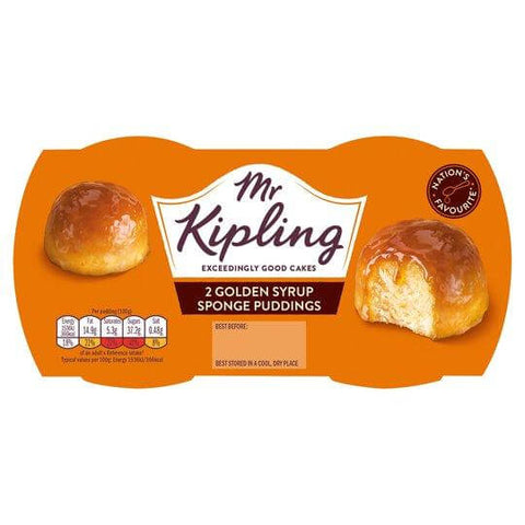 Mr Kipling Sponge Pudding Golden Syrup (Pack of 2 Puddings) (CASE OF 4 x 190g)