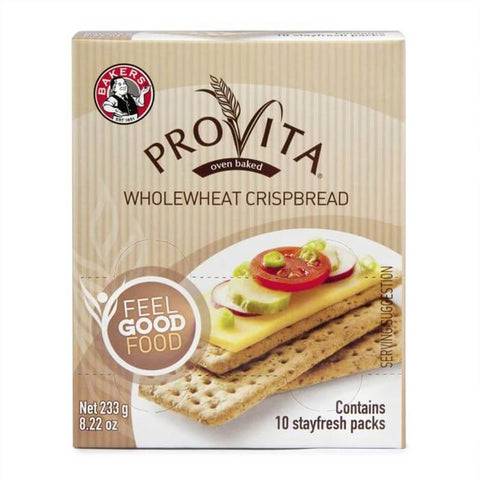 Bakers Provita Original Whole Wheat Crispbread (Pack of 10 Stay Fresh Packs) (Kosher) (CASE OF 12 x 233g)