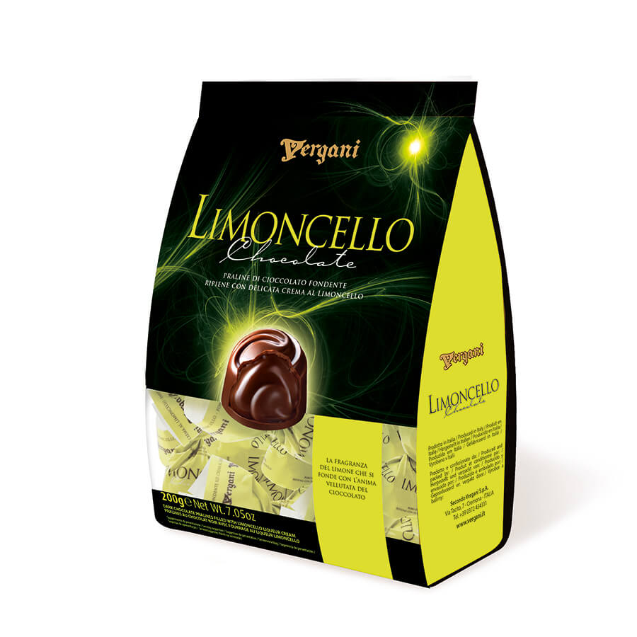 Vergani Limoncello Flavoured Cream in Dark Chocolate HEAT SENSITIVE ITEM. PLEASE ADD ITEM 122942 TO THE ORDER TO TRY TO PROTECT CHOCOLATES FROM HEAT DAMAGE. (CASE OF 20 x 130g)