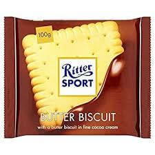 Ritter Sport Milk Chocolate Butter Biscuit HEAT SENSITIVE ITEM. PLEASE ADD ITEM 122942 TO THE ORDER TO TRY TO PROTECT CHOCOLATES FROM HEAT DAMAGE. (CASE OF 22 x 100g)