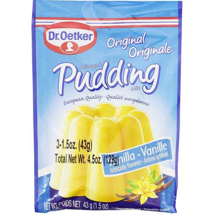 Dr Oetker Original Vanilla Pudding (Pack of Three), European Quality. (CASE OF 10 x 129g)