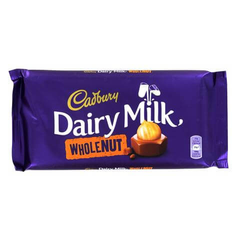 Cadbury Dairy Milk Wholenut HEAT SENSITIVE ITEM. PLEASE ADD ITEM 122942 TO THE ORDER TO TRY TO PROTECT CHOCOLATES FROM HEAT DAMAGE. (CASE OF 14 x 180g)