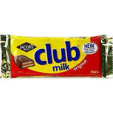 Jacobs Club Bars - Milk Chocolate (Item Contains 5 Bars) (HEAT SENSITIVE ITEM - PLEASE ADD A THERMAL BOX TO YOUR ORDER TO PROTECT YOUR ITEMS (CASE OF 36 x 110g)