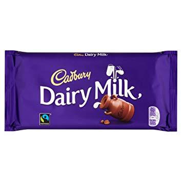 Cadbury Dairy Milk Large Bar (HEAT SENSITIVE ITEM - PLEASE ADD A THERMAL BOX TO YOUR ORDER TO PROTECT YOUR ITEMS (CASE OF 17 x 180g)
