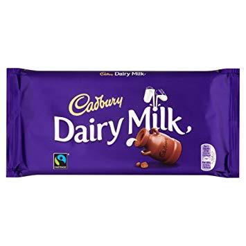 Cadbury Dairy Milk Large Bar  HEAT SENSITIVE ITEM. PLEASE ADD ITEM 122942 TO THE ORDER TO TRY TO PROTECT CHOCOLATES FROM HEAT DAMAGE. (CASE OF 17 x 180g)