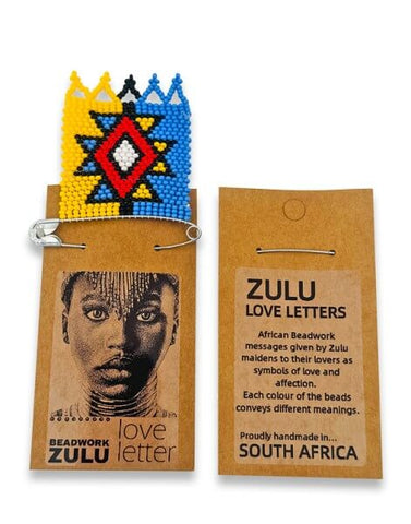 African Hut Zulu Love Letter Beaded Pin (CASE OF 10 x 25g)