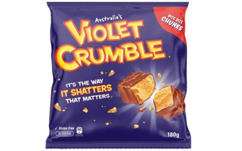 Nestle Violet Crumble Chunks Australias Crisp Golden Honeycomb Covered in Milk Chocolate  HEAT SENSITIVE ITEM. PLEASE ADD ITEM 122942 TO THE ORDER TO TRY TO PROTECT CHOCOLATES FROM HEAT DAMAGE. (CASE OF 8 x 170g)