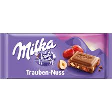 Milka Raisin Nut Milk Chocolate Bar HEAT SENSITIVE ITEM. PLEASE ADD ITEM 122942 TO THE ORDER TO TRY TO PROTECT CHOCOLATES FROM HEAT DAMAGE. (CASE OF 23 x 90g)