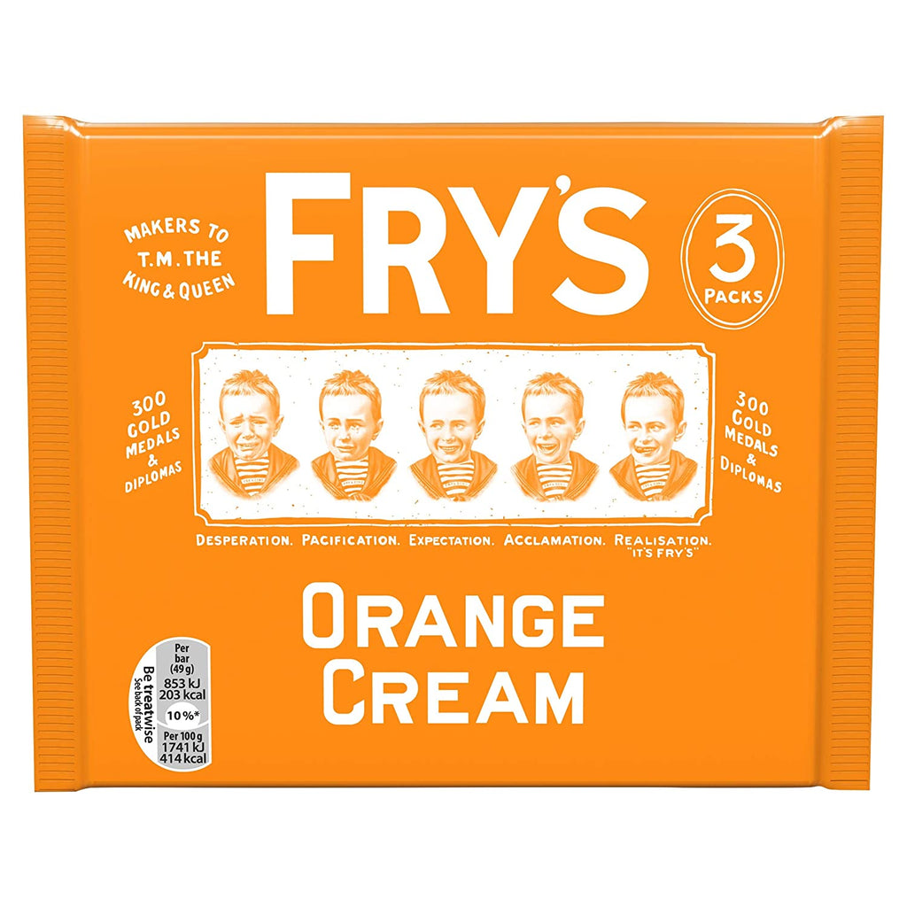 Frys Orange Cream Chocolate Bars (Pack Of 3 Bars) HEAT SENSITIVE ITEM. PLEASE ADD ITEM 122942 TO THE ORDER TO TRY TO PROTECT CHOCOLATES FROM HEAT DAMAGE. (CASE OF 16 x 147g)
