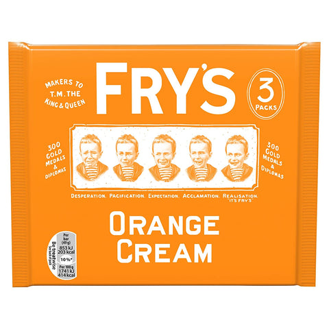 Frys Orange Cream Chocolate Bars (Pack Of 3 Bars)  HEAT SENSITIVE ITEM. PLEASE ADD ITEM 122942 TO THE ORDER TO TRY TO PROTECT CHOCOLATES FROM HEAT DAMAGE. (CASE OF 16 x 147g)