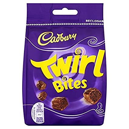 Cadbury Twirl (Dipped Flake) Bites Bag HEAT SENSITIVE ITEM. PLEASE ADD ITEM 122942 TO THE ORDER TO TRY TO PROTECT CHOCOLATES FROM HEAT DAMAGE. (CASE OF 10 x 85g)