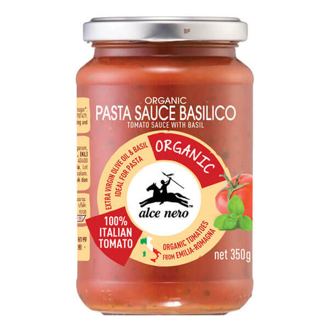 Alce Nero Organic Tomato Sauce with Basil Italian Tomatoes Extra Virgin Olive Oil and Basil (CASE OF 12 x 350g)