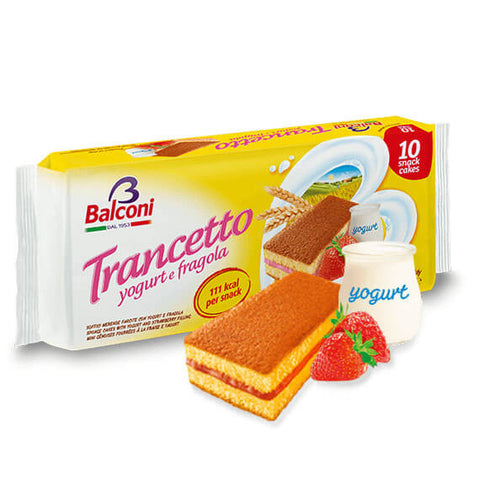 Balconi Trancetto Fragola Sponge Cake Snack Filled with Strawberry Cream Pack of 10 (CASE OF 15 x 280g)
