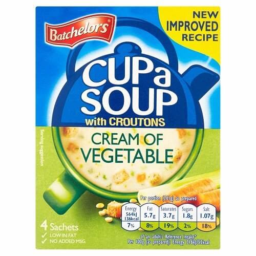 Batchelors Cup A Soup Cream of Vegetable 4pk (CASE OF 9 x 122g)
