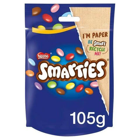 Nestle Smarties Bag  HEAT SENSITIVE ITEM. PLEASE ADD ITEM 122942 TO THE ORDER TO TRY TO PROTECT CHOCOLATES FROM HEAT DAMAGE. (CASE OF 8 x 105g)