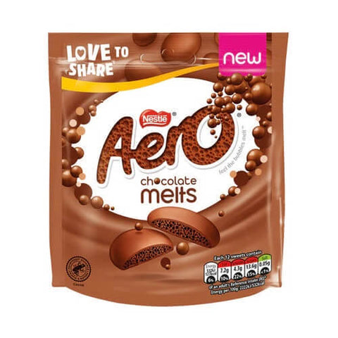 Nestle Aero Milk Chocolate Melts Pouch  HEAT SENSITIVE ITEM. PLEASE ADD ITEM 122942 TO THE ORDER TO TRY TO PROTECT CHOCOLATES FROM HEAT DAMAGE. (CASE OF 8 x 92g)