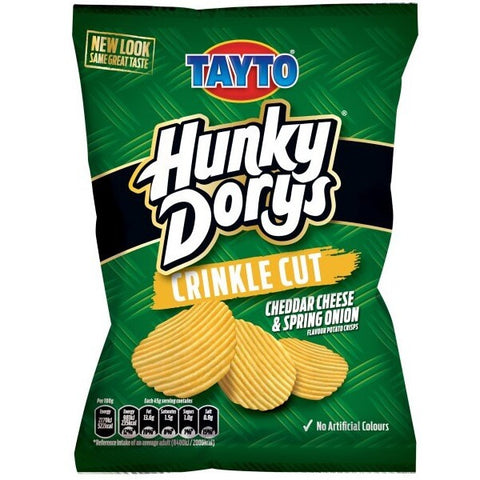 Tayto Hunky Dory Crinkle Cut Cheddar Cheese and Spring Onion Crisps (CASE OF 50 x 37g)