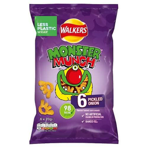 Walkers Monster Munch Pickled Onion 6pk (CASE OF 18 x 120g)