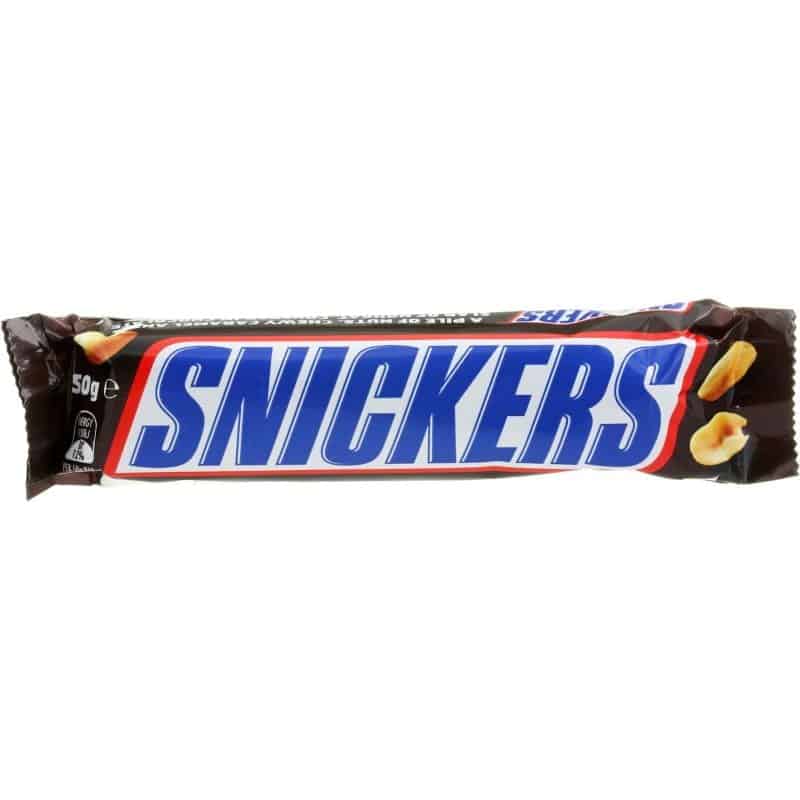 Mars Snickers Bar Milk Chocolate with Soft Nougat and Caramel Center with Fresh Roasted Peanuts HEAT SENSITIVE ITEM. PLEASE ADD ITEM 122942 TO THE ORDER TO TRY TO PROTECT CHOCOLATES FROM HEAT DAMAGE. (CASE OF 32 x 50g)