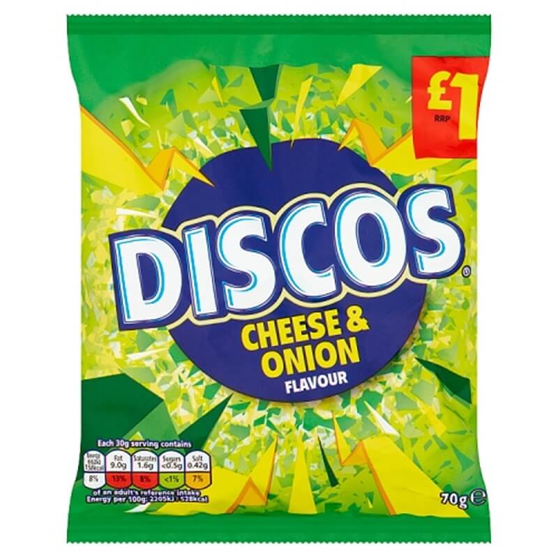DISCONTINUED Discos Crisps Cheese And Onion Flavour (CASE OF 16 x 70g)