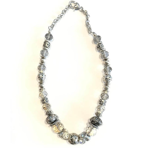 African Hut Necklace Pewter Bead and Silver Necklace (CASE OF 1 x 165g)