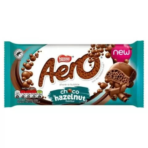 Nestle Aero Choco Hazelnut Bar HEAT SENSITIVE ITEM. PLEASE ADD ITEM 122942 TO THE ORDER TO TRY TO PROTECT CHOCOLATES FROM HEAT DAMAGE. (CASE OF 15 x 90g)