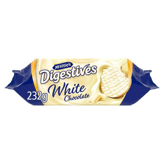 McVities Digestives White Chocolate HEAT SENSITIVE ITEM. PLEASE ADD ITEM 122942 TO THE ORDER TO TRY TO PROTECT CHOCOLATES FROM HEAT DAMAGE. (CASE OF 12 x 232g)