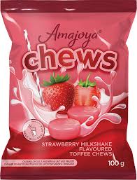 Amajoya Toffee Chews Strawberry Milkshake (CASE OF 24 x 100g)