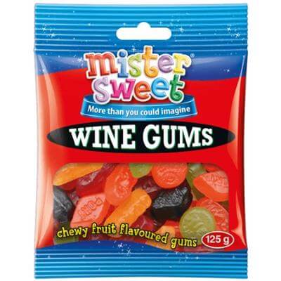 Mr Sweet Prepacks Wine Gums (CASE OF 24 x 125g)