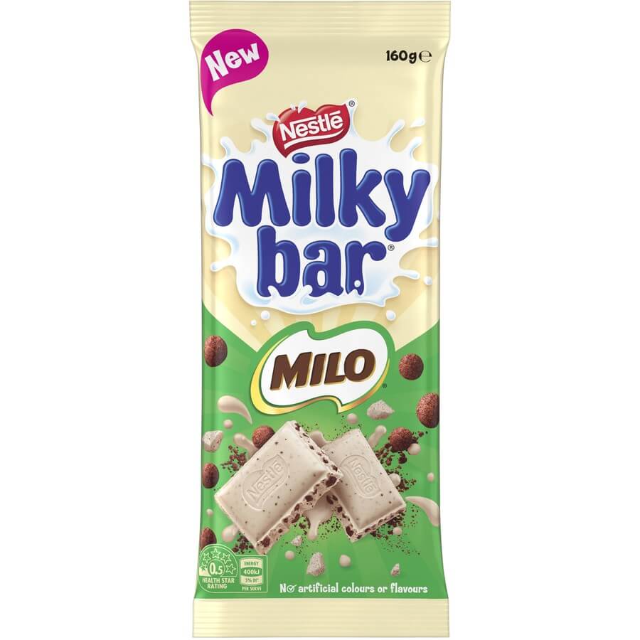 Nestle Milkybar Milo Bar HEAT SENSITIVE ITEM. PLEASE ADD ITEM 122942 TO THE ORDER TO TRY TO PROTECT CHOCOLATES FROM HEAT DAMAGE (CASE OF 12 x 160g)