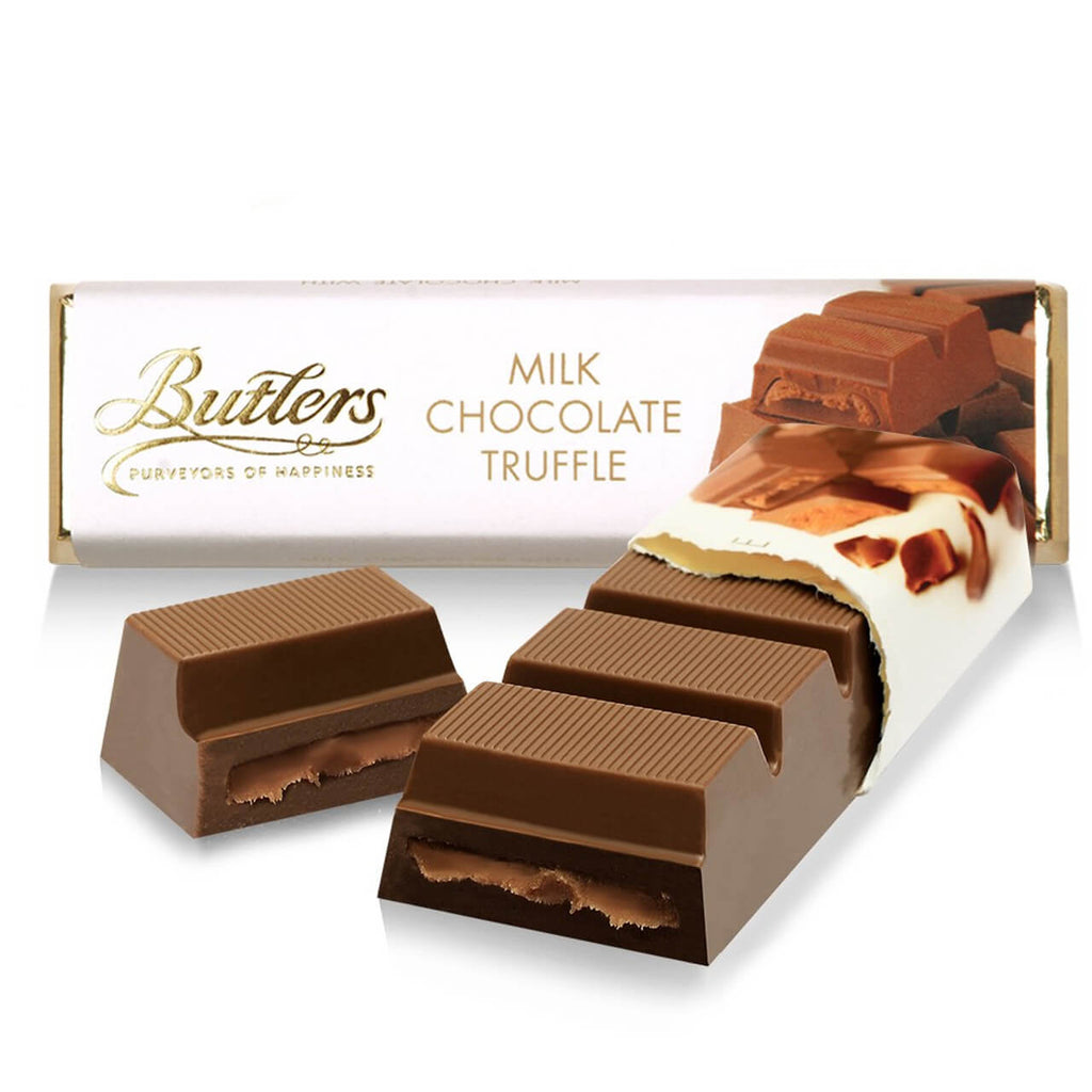 Butlers Milk Chocolate Truffle Bar HEAT SENSITIVE ITEM. PLEASE ADD ITEM 122942 TO THE ORDER TO TRY TO PROTECT CHOCOLATES FROM HEAT DAMAGE. (CASE OF 20 x 75g)