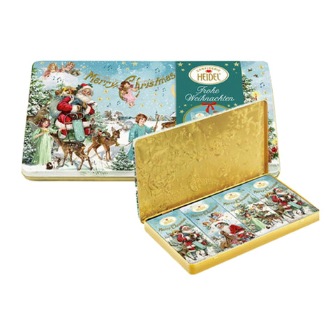 Heidel Christmas Angels Deco Tin with Milk Chocolate Bars (CASE OF 7 x 120g)
