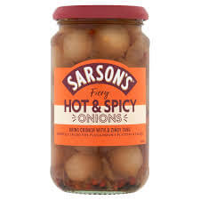 Sarsons Hot and Spicy Silverskin Onions (CASE OF 6 x 460g)