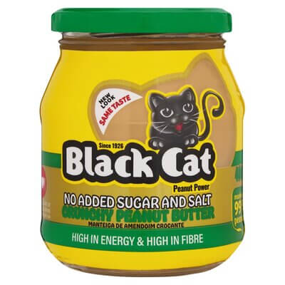Black Cat Peanut Butter Crunchy No Sugar Or Salt Added (CASE OF 6 x 400g)