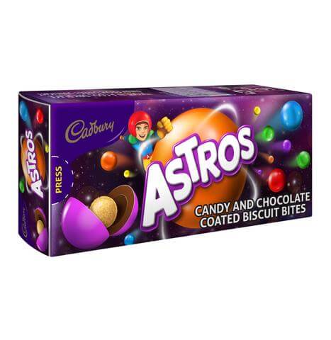 Cadbury Astros Candy and Chocolate Coated Biscuit Bites HEAT SENSITIVE ITEM. PLEASE ADD ITEM 122942 TO THE ORDER TO TRY TO PROTECT CHOCOLATES FROM HEAT DAMAGE (CASE OF 40 x 40g)