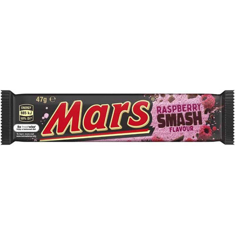 Mars Bar Raspberry Smash Flavour Bar  HEAT SENSITIVE ITEM. PLEASE ADD ITEM 122942 TO THE ORDER TO TRY TO PROTECT CHOCOLATES FROM HEAT DAMAGE. (CASE OF 25 x 47g)