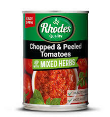 Rhodes Chopped Peeled Tomato and Mixed Herbs Can (CASE OF 12 x 410g)
