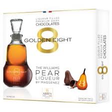 Abtey Golden Eight Premium Willians Pear Liqueur Chocolates Gift Box 15ct (CASE OF 14 x 150g)