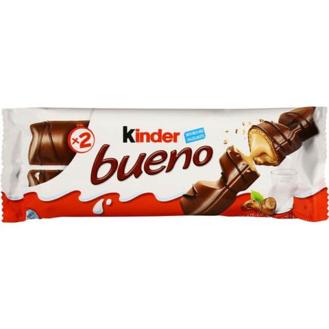 Ferrero Kinder Bueno Bar, Two Milk Chocolate Covered Wafers with Smooth Milky and Hazelnut Filling (CASE OF 30 x 43g)